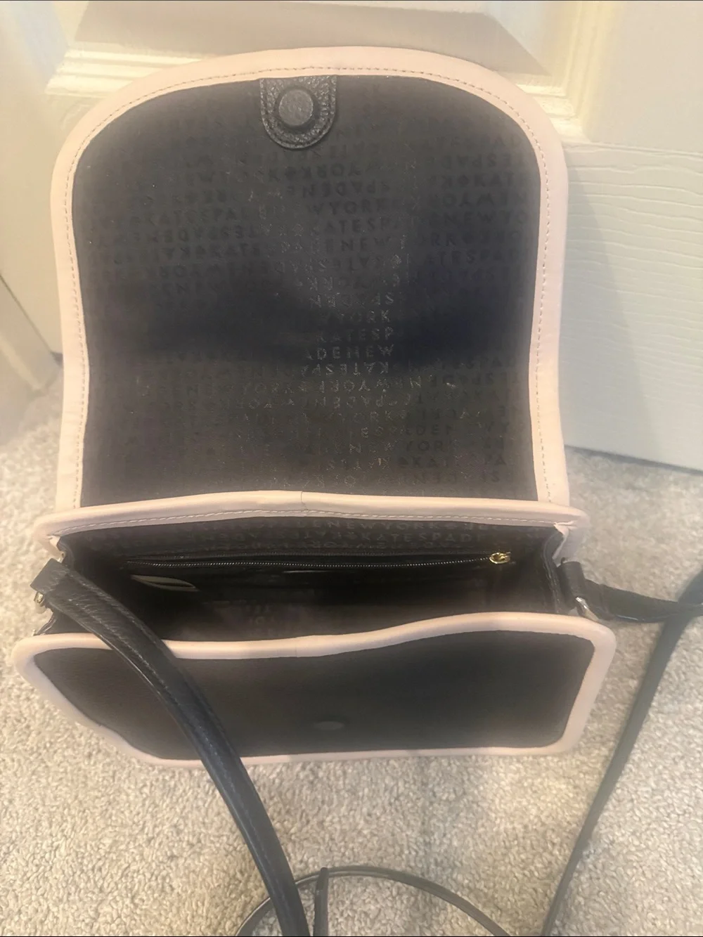 kate spade Black Crossbody with Light Pink Trim